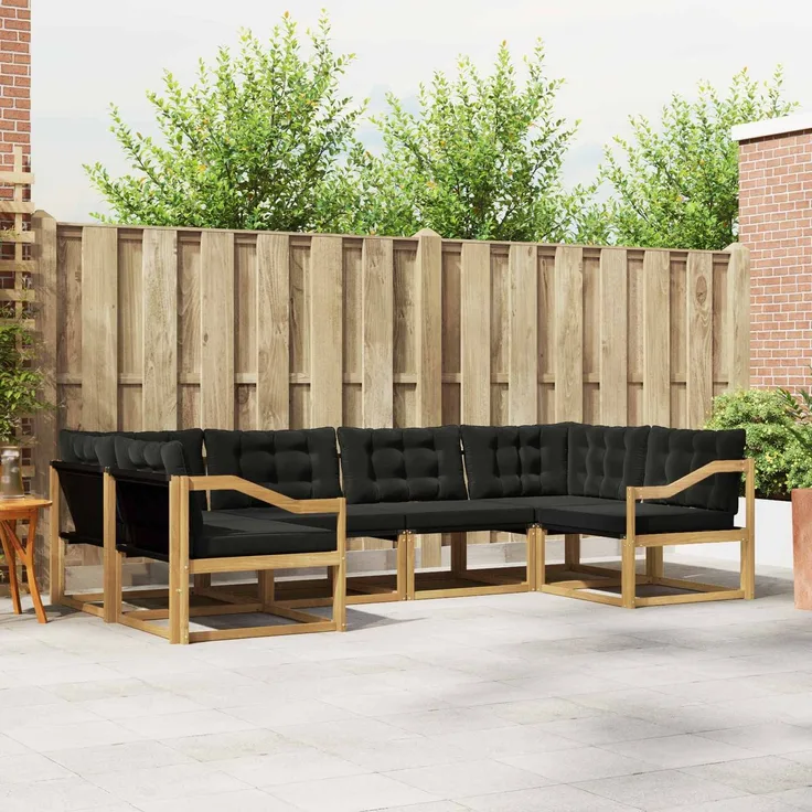vidaXL Outdoor-Sofagarnitur 6 stk. 6-Sitzer Weiß und Schwarz 3389030