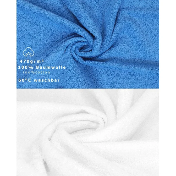 Betz Gästehandtücher 10 Stück Gästetuch Set Premium 30x50 cm Farbe hellblau / weiß, 100'% Baumwolle (Set, 10-St) – Bild 4