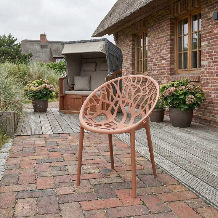 CLP 2er Set Gartenstühle Hope mit Lehne stapelbar wetterfest UV-beständig bis 150 kg,terracotta – Bild 3