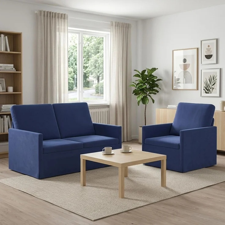vidaXL Sofa-Set 2 pcs Polizeiblau Samt (V) 3433202 – Bild 1