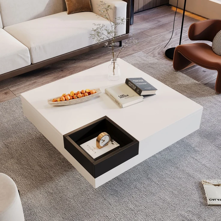 Moderner Couchtisch Schwarz Weiß Hochglanz LED Aufbewahrungsbox Wohnzimmer Tisch Design Möbel – Bild 6