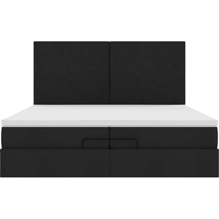 vidaXL Ottoman-Bett mit Matratzen & LEDs Schwarz 200x200 cm Stoff 3313950 – Bild 6