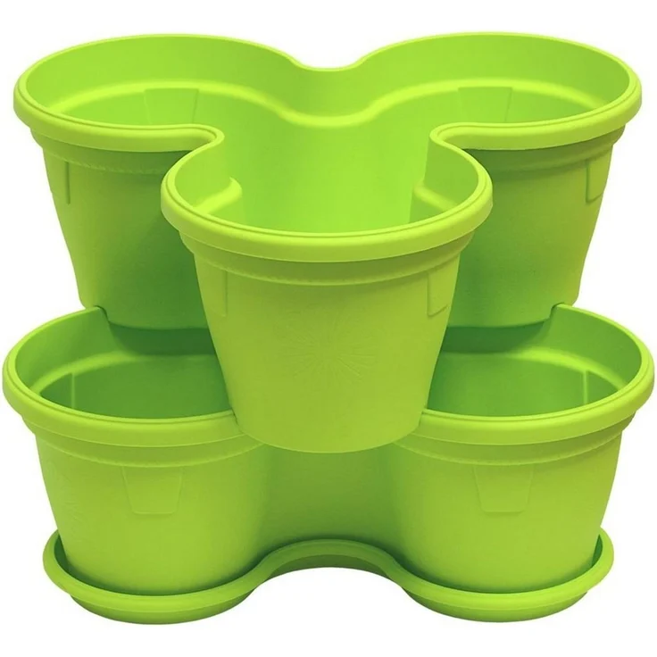 Engelland Blumenständer Säulentopf, Hochbeet, Kräuterbeet (Vorteils-Set, 2 St, 11 Liter Fassungsvermögen je Ebene), fallsicher, UV-beständig, stapelbar, platzsparend, robuster Kunststoff – Bild 1