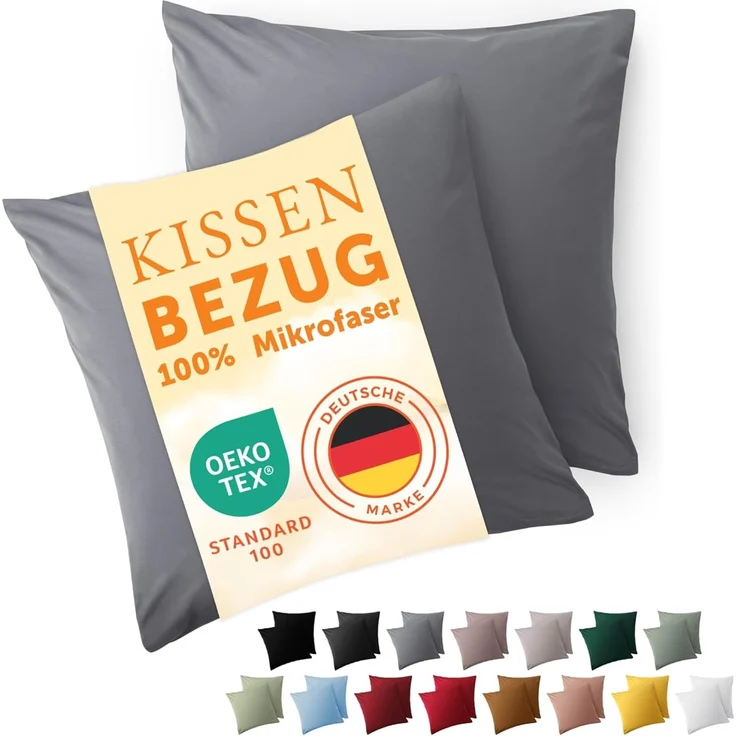 Blumtal Kissenbezüge aus gebürstetem Mikrofaser-Gewebe, (2 Stück), mit Reißverschluss oder Verschlusslasche