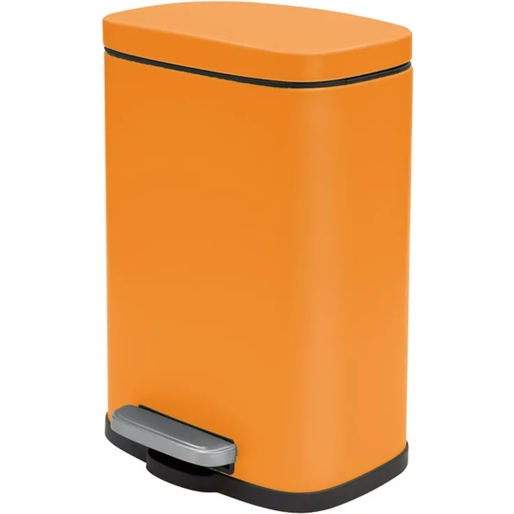 Spirella Kosmetikeimer 5 Liter Edelstahl mit Absenkautomatik und Inneneimer "Akira" Badezimmer Mülleimer Softclose Abfalleimer Orange