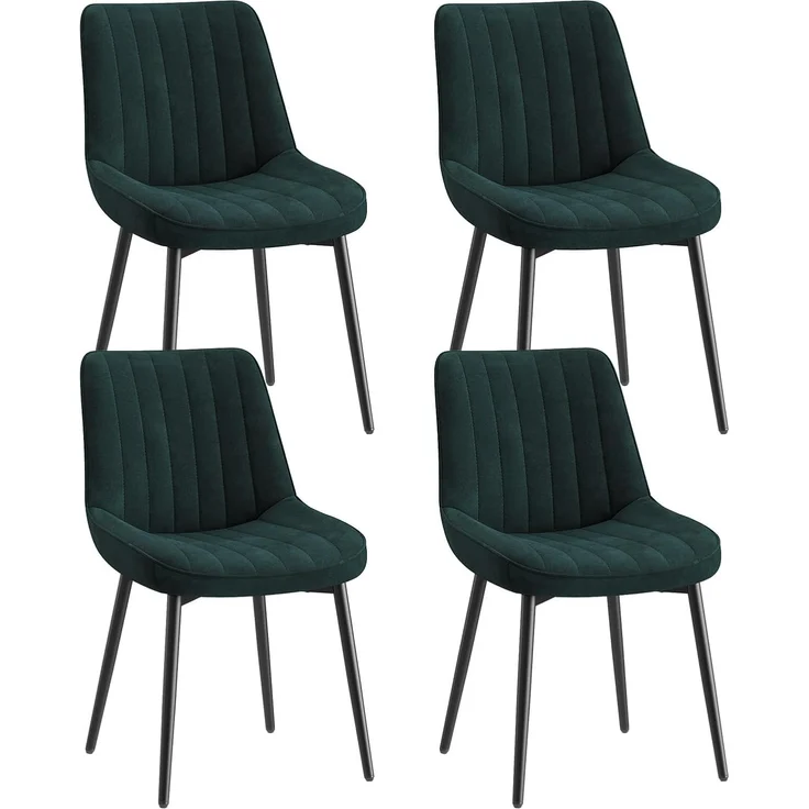 COLAMY Samt Esszimmerstühle 4er Set – Gepolsterte Stühle für Esszimmer & Küche mit Metallbeinen, Dickem Sitzpolster & Rutschfesten Füßen, grün – Bild 1