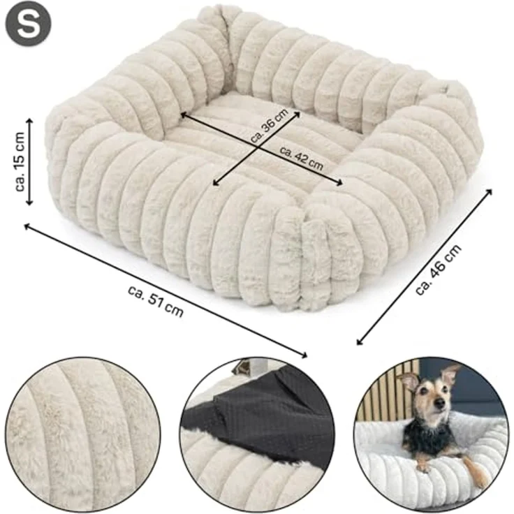 Wallace & Jones Tierbett Hundebett Mary, Hundekörbchen, weich, Breitcord Optik – Bild 2