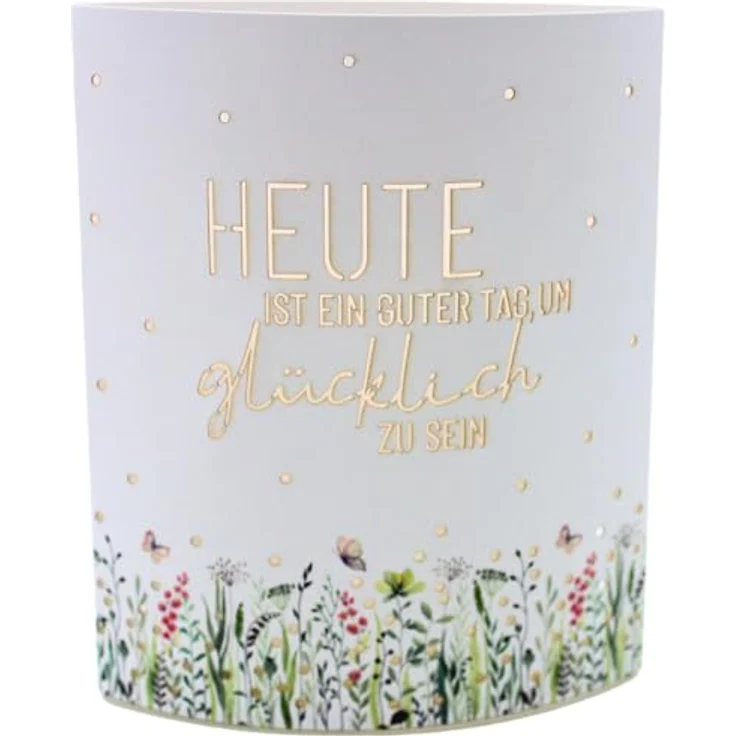 Dekohelden24 Poesielicht Nachtlicht Stimmungslicht mit Timer Batteriebetrieben Motiv: Heute ist ein guter Tag, um glücklich zu sein - L/B/H 13 x 5 x 16 cm. – Bild 1