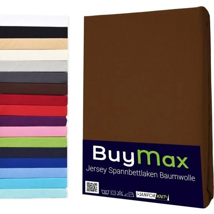 Buymax Spannbettlaken 2-er Set, Doppelpack, Bettlaken, Jersey 100% Baumwolle, Gummizug: rundum, (2 Stück), 90x200 100x200 140x200 160x200 180x200 cm, Matratzen bis 25 cm Höhe – Bild 4