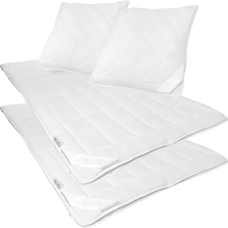 NYVI 4-Jahreszeitenbett + Kopfkissen 4 Jahreszeiten Bettenset AllYearComfy 4tlg - Bettdecke und Kopfkissen, Füllung: Polyester, Bezug: Polyester Mikrofaser, Bettdecke 135x200 Kopfkissen - Bettdecken Set mit Kopfkissen 4 teilig