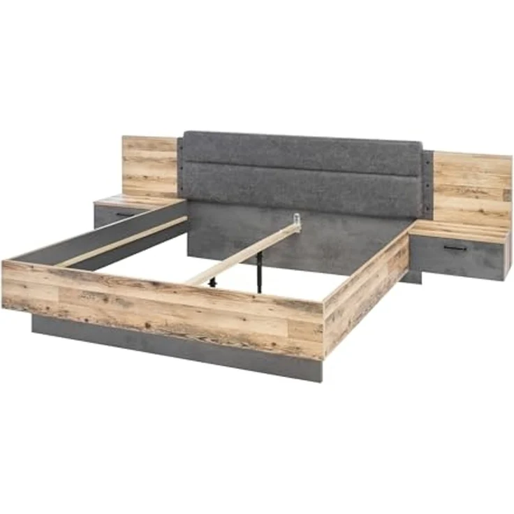 Bettanlage >ALICANTE< 2 Nachtkonsolen, Alpine Lodge / Betonoxid - 305,6x99,5x213,4 (BxHxT) – Bild 1