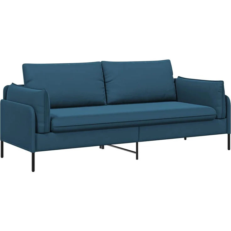 vidaXL 3-Sitzer-Sofa 3-Sitzer Blau 222 x 81 x 89 cm Samt 42048651 – Bild 2