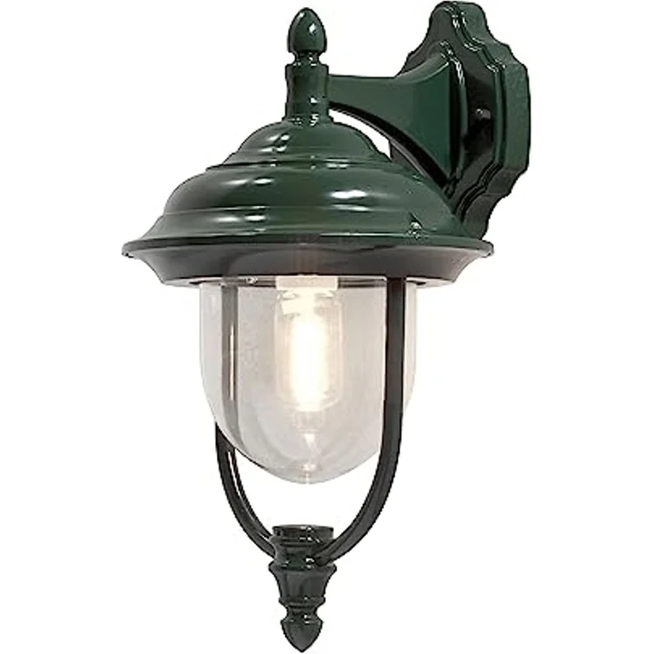 Konstsmide Parma 7222-600 Wandleuchte / B: 24cm T: 29cm H: 46cm / 1x75W / IP43 / lackiertes Aluminium / grün, Down – Bild 1