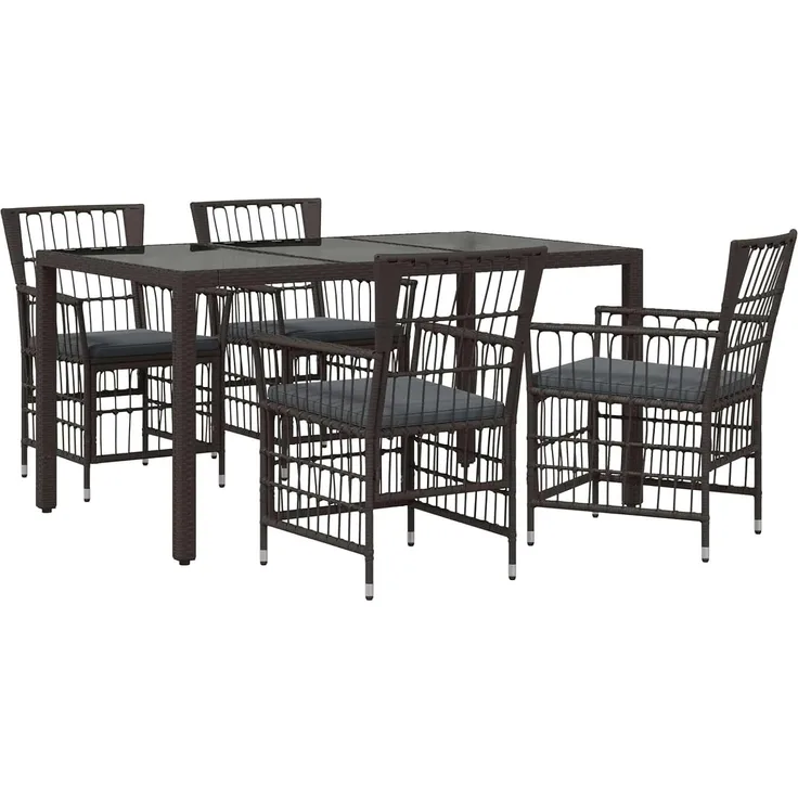 vidaXL Outdoor-Essgruppe 5 stk. Schwarz Poly-Rattan 3448936
