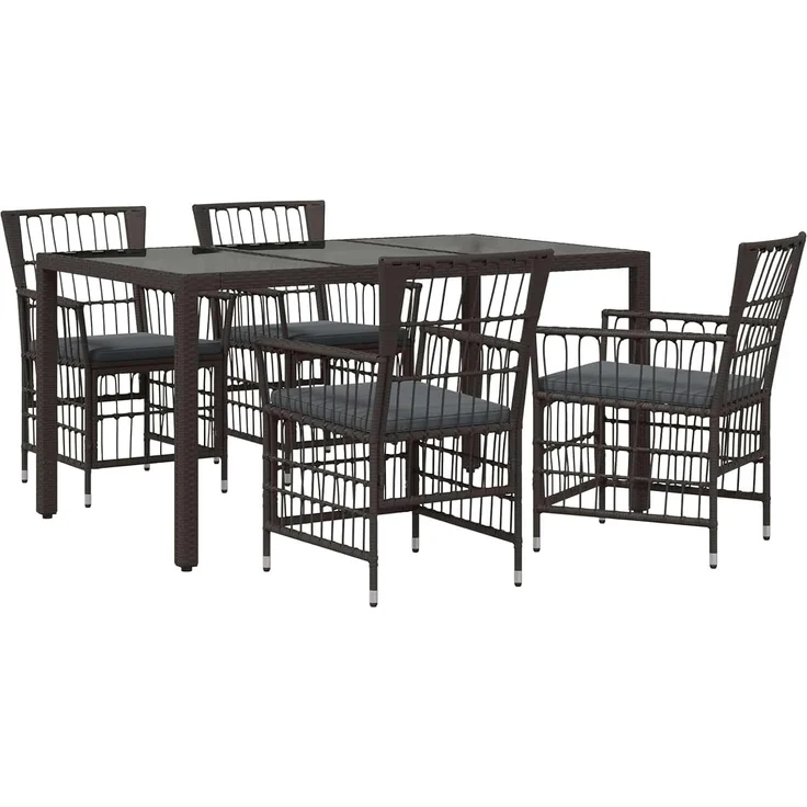vidaXL Outdoor-Essgruppe 5 stk. Schwarz Poly-Rattan 3448936 – Bild 1