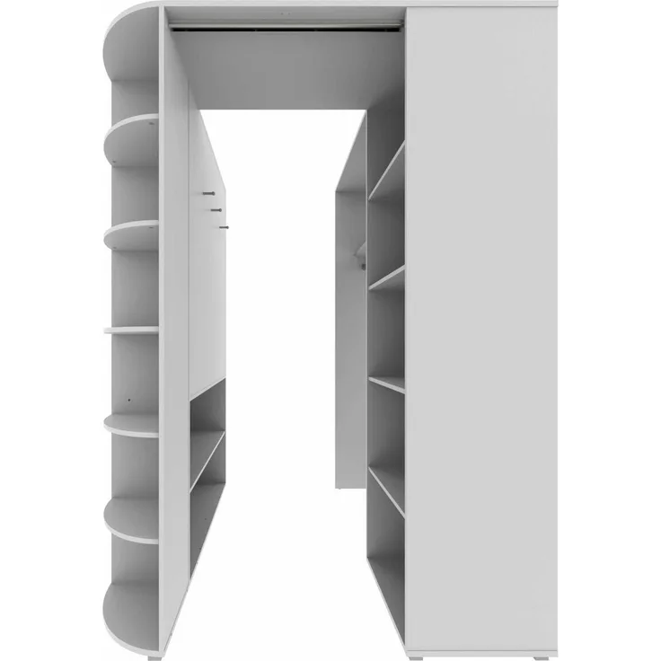 Stylefy Lio Eckkleiderschrank mit Falttüren Weiß Beton