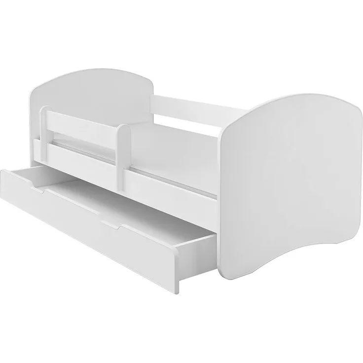 Kinderbett Jugendbett mit einer Schublade und Matratze Weiß ACMA II (160x80 cm + Schublade, Weiß)