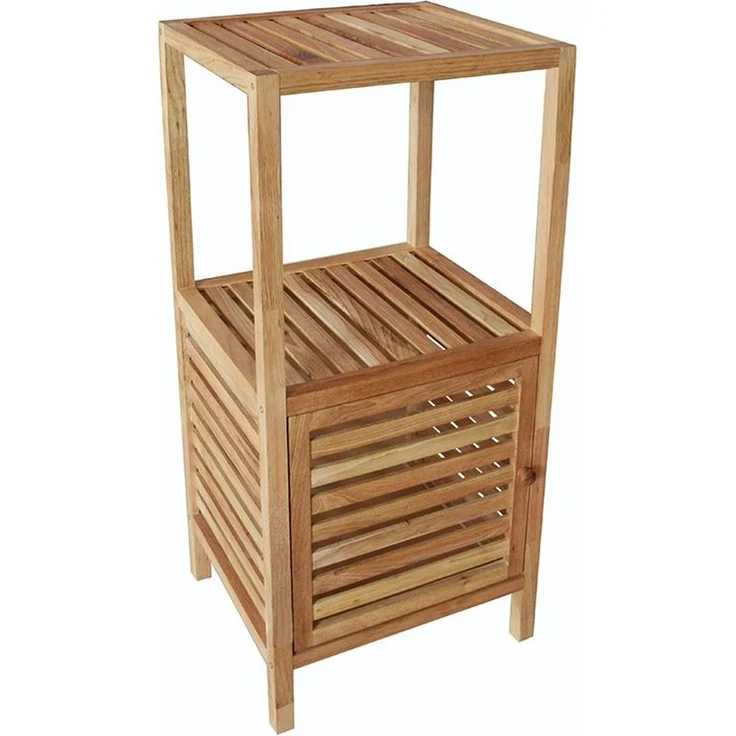 Badregal mit 3 Ablagen aus Walnussholz Badzimmerregal Handtuchregal Holzregal – Bild 2