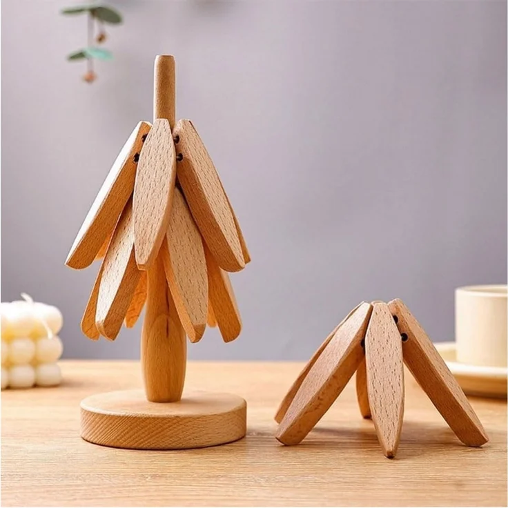 LEMLIT Topfuntersetzer Weihnachtsbaum-Untersetzer und aus Holz,3 Holzuntersetzer, Zubehör für Pfannen,Topfe, Auflaufformen, 1er Set, 1-tlg, dekoratives Servier- und Wohnaccessoire, praktisches Geschenk – Bild 2