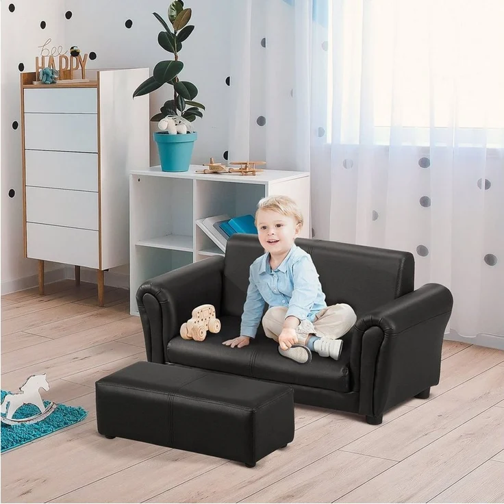 HOMCOM Sofa Kindersofa mit Hocker – Bild 2