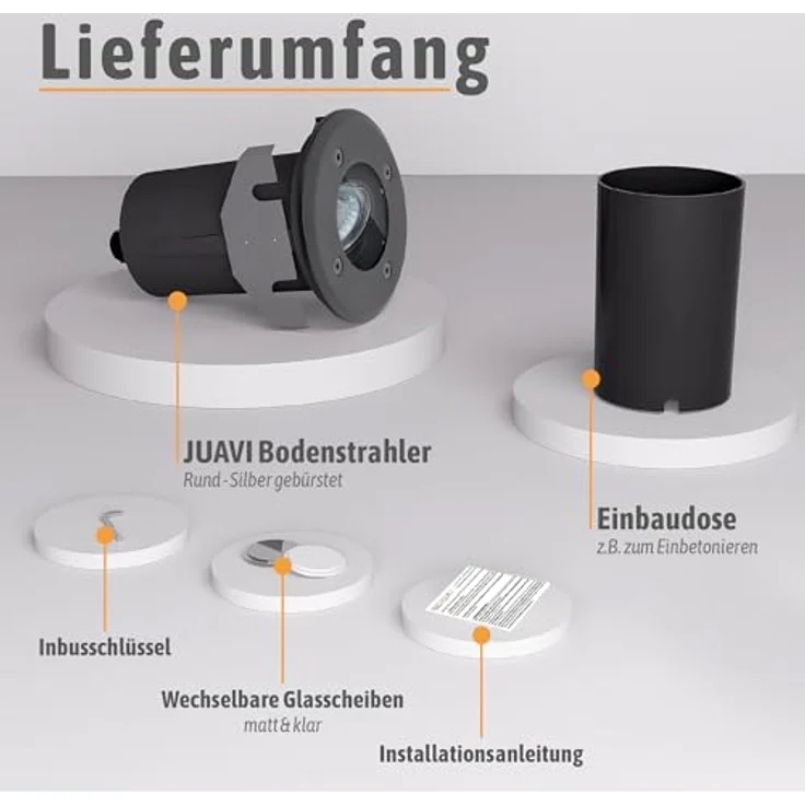 SSC-LUXon LED Gartenstrahler JUAVI Bodeneinbauleuchte IP67 schwarz rund für 1x GU10, ohne Leuchtmittel – Bild 8