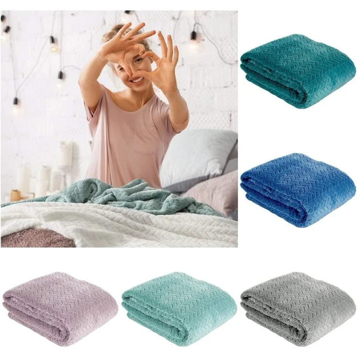 Wohndecke Kuscheldecke Decke MICROFASER Sofadecke Tagesdecke CINDY 170X210 cm silber – Bild 1