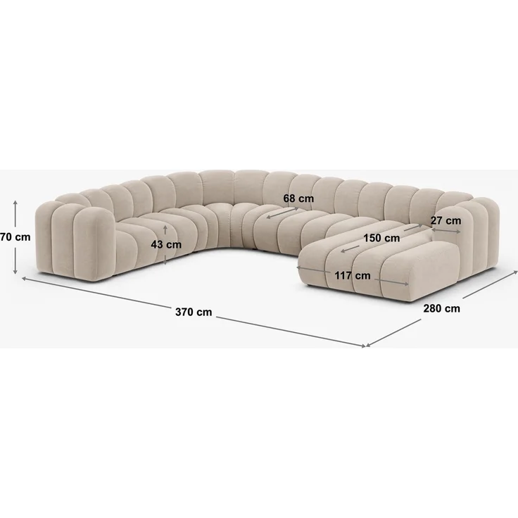 Micadoni Modulares Panorama Ecksofa Lupine 6-Sitzer Chenille Eden Helles Beige Links – Bild 4