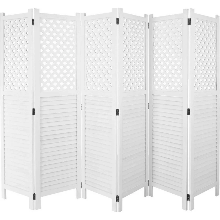 MCW Paravent MCW-A84-6, 6 Paneele, Standfest, Vielseitig verwendbar, Fensterladenoptik – Bild 5