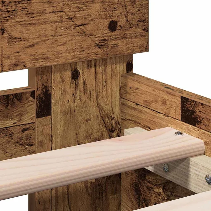 vidaXL Bettrahmen Altholz 203 x 95 x 70 cm Holzwerkstoff 874112 – Bild 8