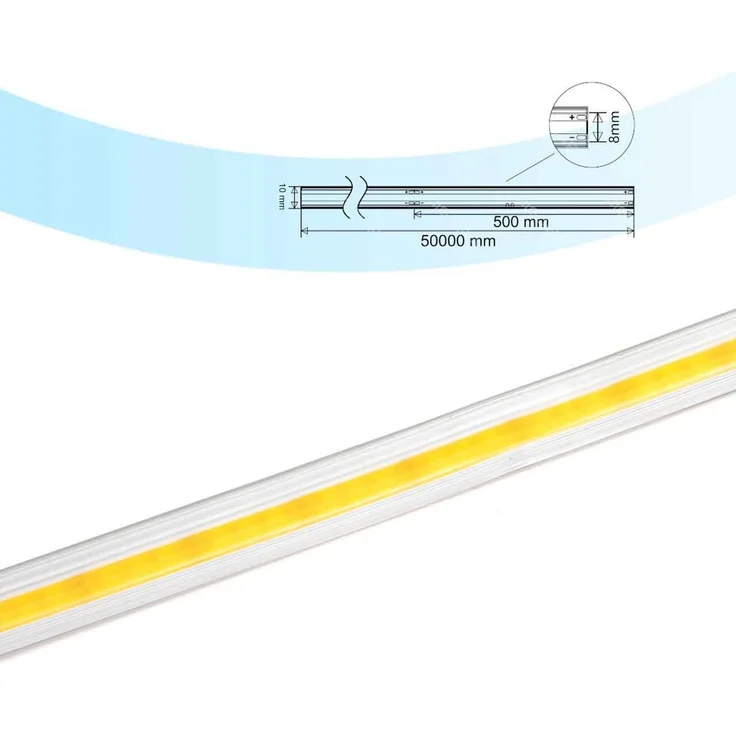 30m COB LED Strip Streifen Flexibel 10 mm Breit für innen und Außenbereich IP65 230V 30 Meter Kaltweiß – Bild 3