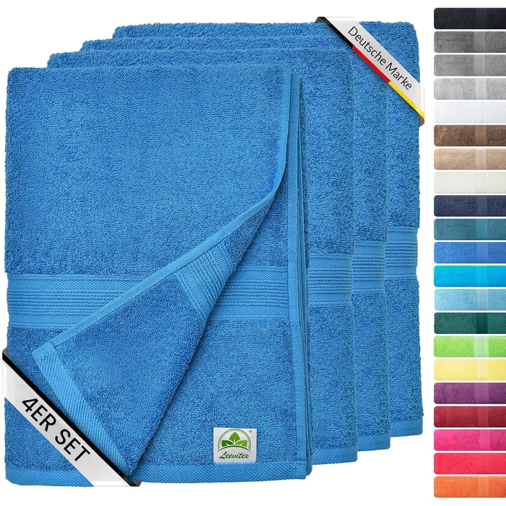 leevitex® Handtuch Frottee 4er Set, 50x100 cm, hochwertig verarbeitet & fusselfrei – Bild 1