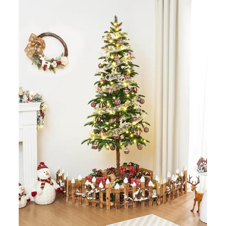 Yorbay Künstlicher Weihnachtsbaum 180cm Weihnachten Baum mit Scheibenbasis & Simulierter Baumstamm, Tanne, Naturgetreuer PE Schmaler Tannenbaum für Heim Geschäft Weihnachtsdeko – Bild 7