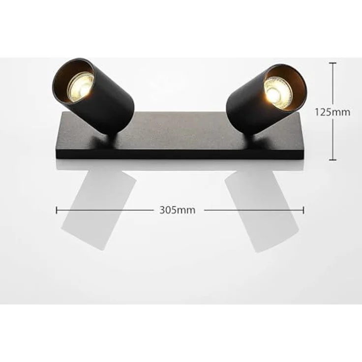 Arcchio Wandstrahler und Deckenstrahler, 350° drehbar und 90° schwenkbar, Aluminium schwarz, 2x GU10 ohne Leuchtmittel – Bild 4