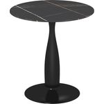 HOMCOM Esstisch mit marmorierter Platte und Stahlgestell (Esszimmertisch, 1-St, Küchentisch), für 2 Personen, Ø70 x 74 cm, Schwarz