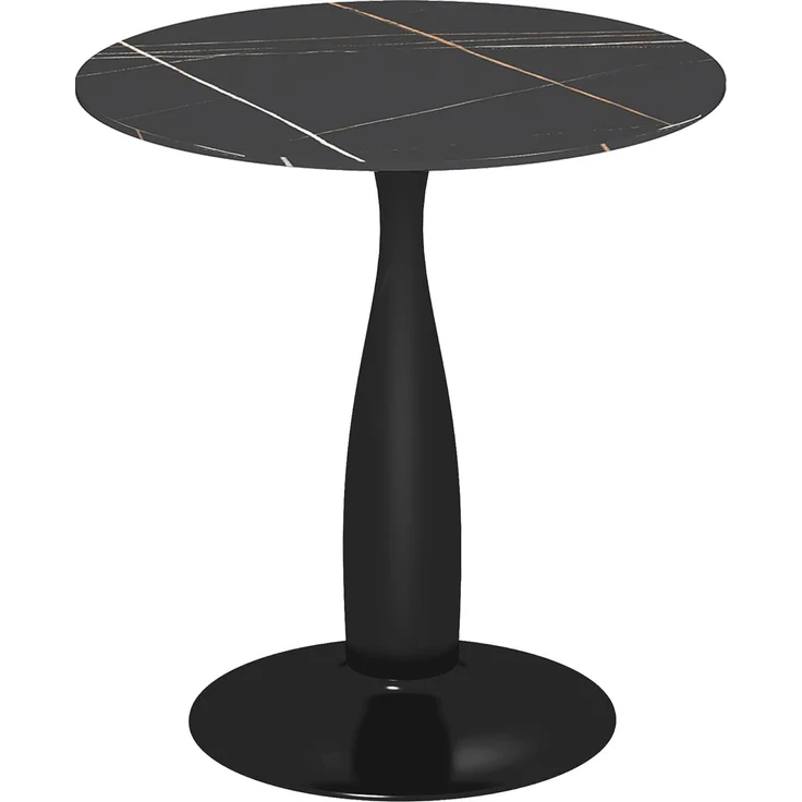 HOMCOM Esstisch mit marmorierter Platte und Stahlgestell (Esszimmertisch, 1-St, Küchentisch), für 2 Personen, Ø70 x 74 cm, Schwarz – Bild 1