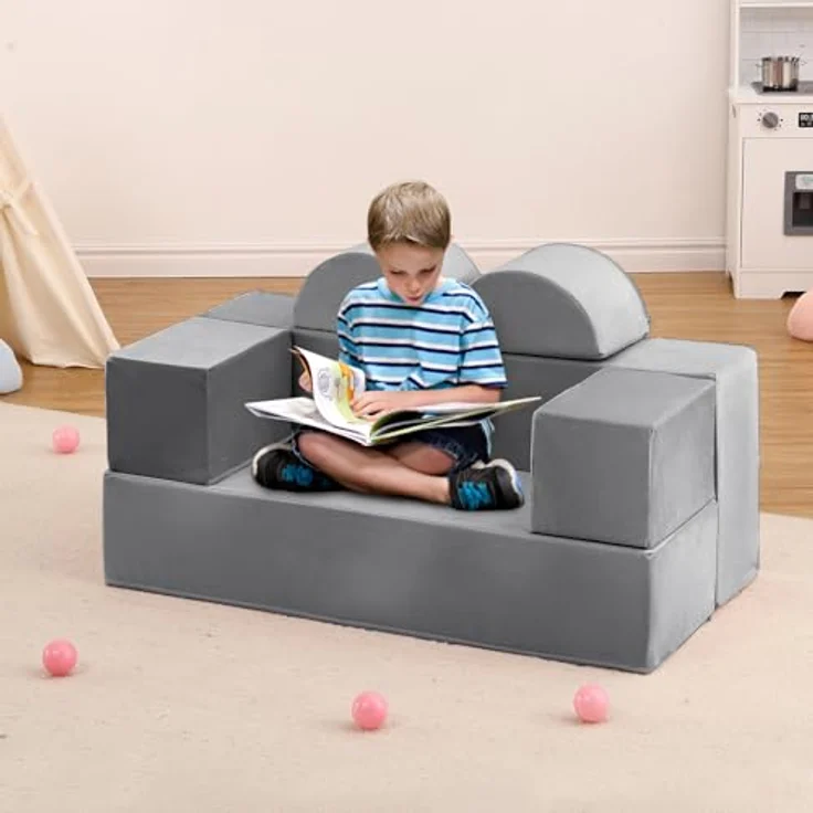 GarveeLife Kinderbett, Schlafsofa, ausziehbar mit 6 Modulen, Futon, faltbar, Möbel für Kinderzimmer, Schlafzimmer, Spielzimmer – Bild 2