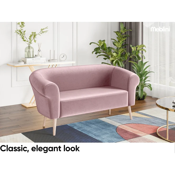 MEBLINI Sofa-Set EMILIA 3+2+1 - Rosa Samt - für Wohnzimmer - Mini Lounge für sechs Personen - Küchensofa - Sofa Klein - Sitzgarnitur - Polstergarnitur - Sofagarnituren – Bild 3