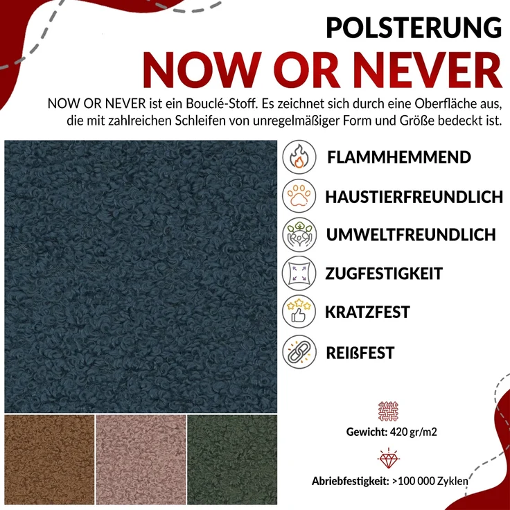 U-förmiges Ecksofa mit Schlaffunktion und Bettkasten, Couch U-form - KIRASSO U - Rosa Boucle – Bild 8