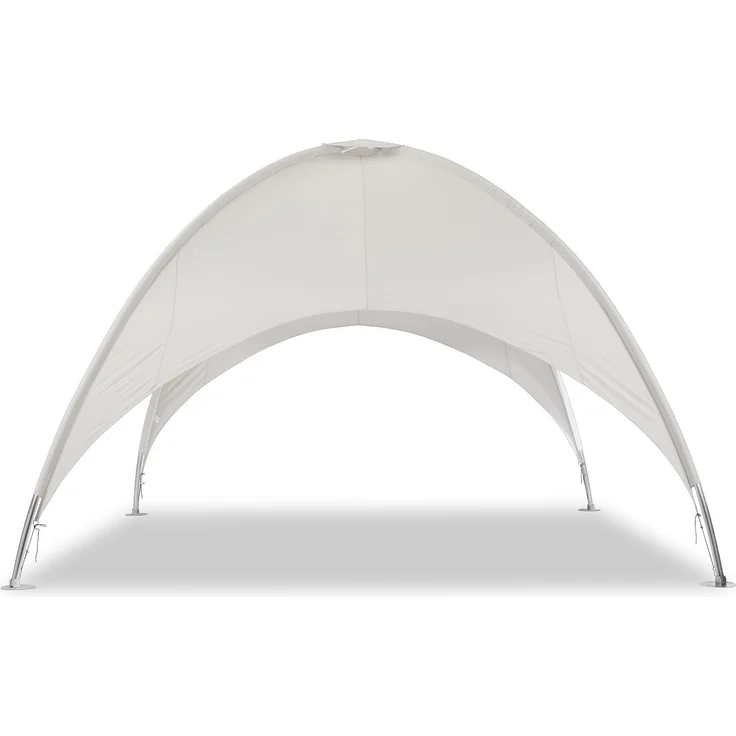 LECO Kuppelzelt mit vollverzinktem Stahlrohrgestell, Polyester lichtgrau, 5x5 m – Bild 2