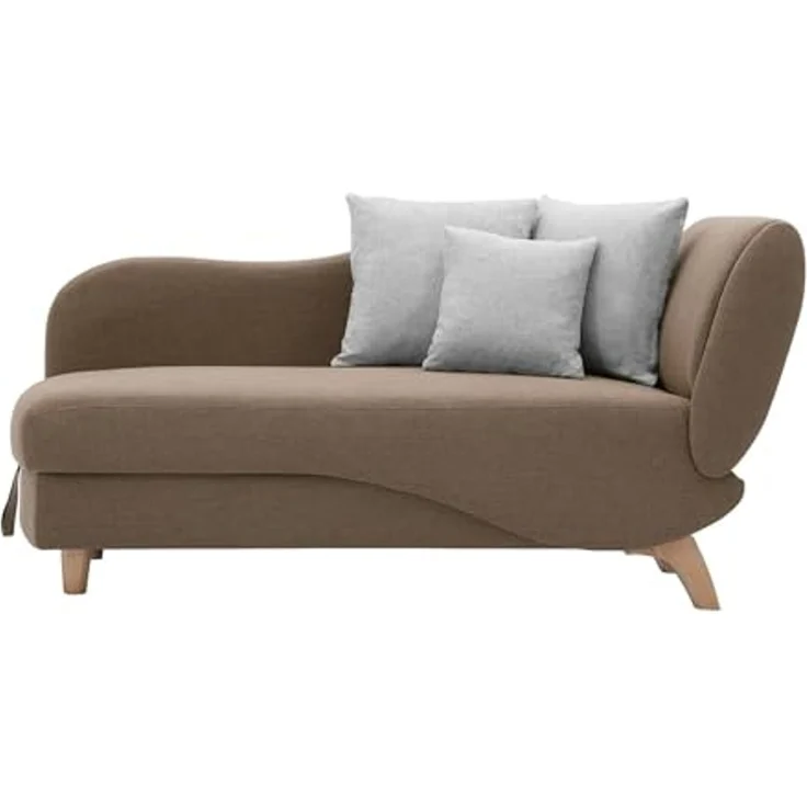 Vente-unique - PENELOPE Chaise longue Stoff Braun - B 80 cm x H 81 cm x L 160 cm – Bild 3