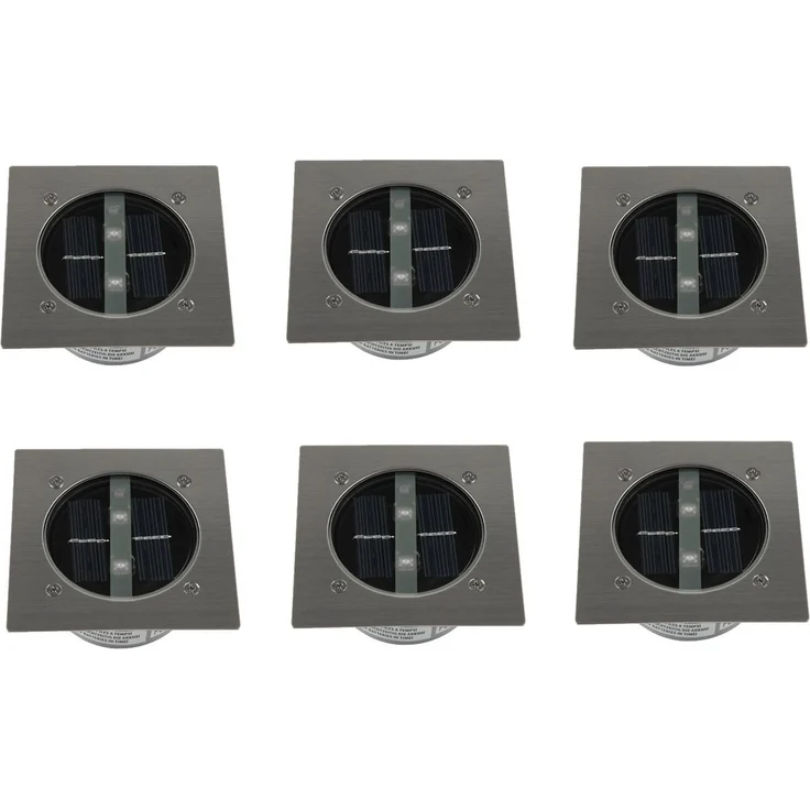 Solar LED Bodeneinbaustrahler 6er SET für Außen, Edelstahl 4-eckig 10x10cm, IP67 – Bild 2