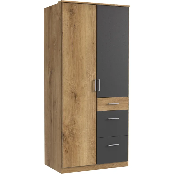 Kleiderschrank >Click< (B/H/T: 90x198x58 cm) in Plankeneiche-Nachbildung