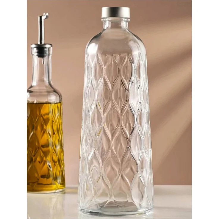Pasabahce Leafy Glasflasche 1,035 L mit Deckel - Karaffe für Wasser & Säfte – Bild 5