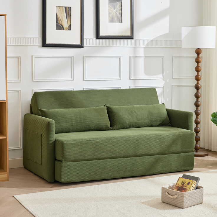 ZUBALIYA Schlafsofa 92x82 cm, mit Stauraum, mit Samtbezug, mit Cordbezug, mit breiten Armlehnen, mit Schaumstoffpolsterung, Grün – Bild 16