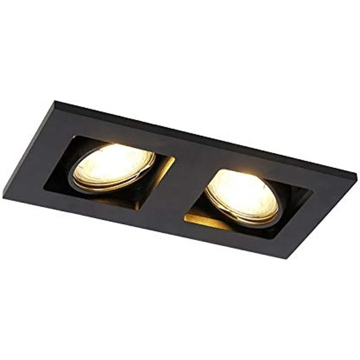 Qazqa LED Einbaustrahler Qure, ohne Leuchtmittel, GU10, Schwarz, Modern, Aluminium, 2-flammig – Bild 1