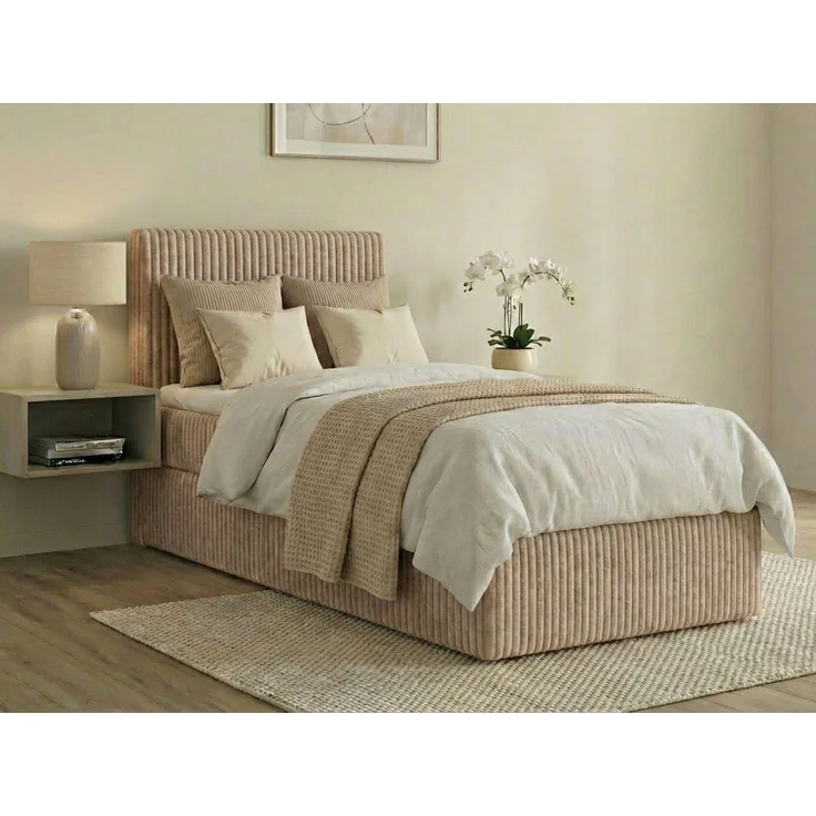 Boxspringbett RALF 120 x 200 cm mit Bettkasten, Topper und gepolstertem Kopfteil. Farbe: Schwarz , Härtegraden: H4 , Topper: T25-Topper – Bild 1