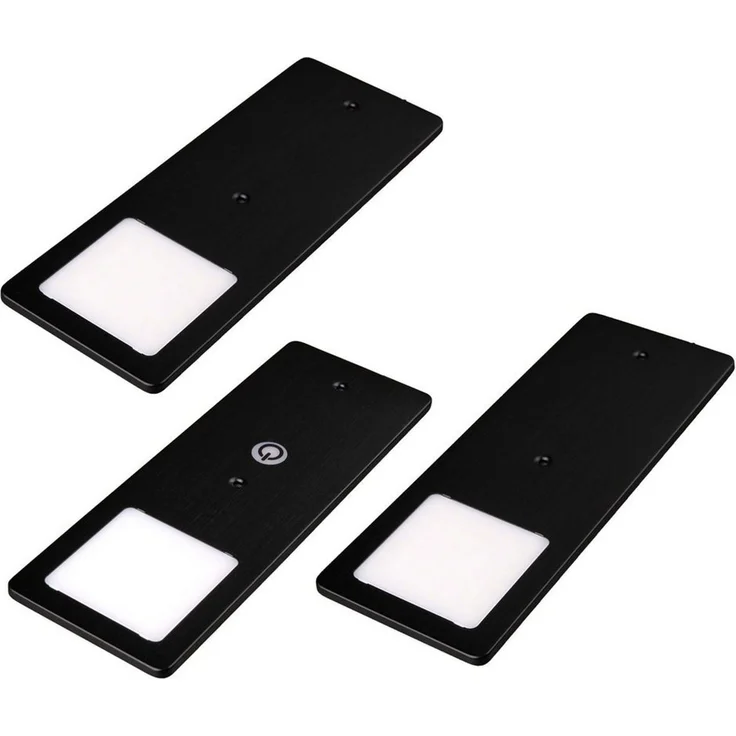kalb LED Unterbauleuchte schwarz 5W- sehr flache Küchenleuchte mit Touch-Dimmfunktion, 3er Set warmweiß, warmweiss – Bild 1