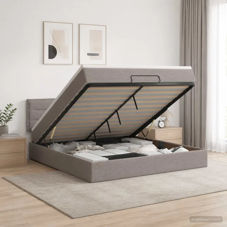 vidaXL Ottoman-Bett mit Matratze und LED Taupe 180 x 200 cm Stoff 3456847