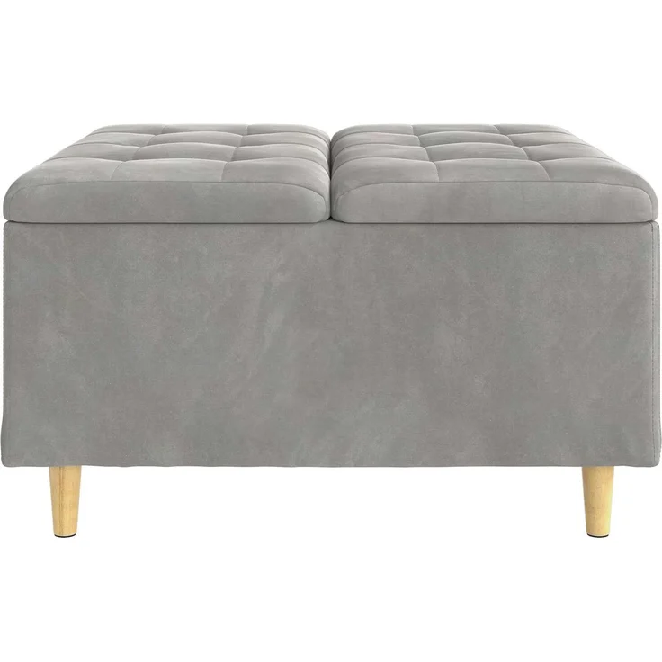 vidaXL Ottoman mit Stauraum Hellgrau 80 x 80 x 45 cm Samt 876840 – Bild 5