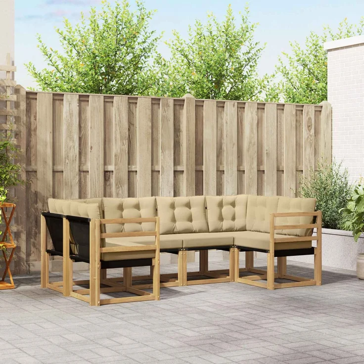 vidaXL Outdoor-Sofagarnitur 6 stk. 6-Sitzer Weiß und Beige 3389803 – Bild 1